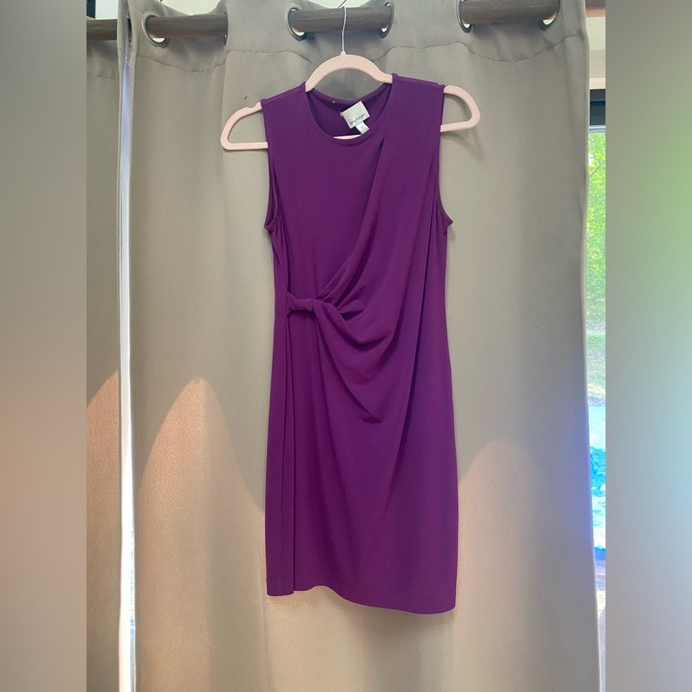 Donna Morgan Purple Sheath Mini Dress Sleeveless Crew Neck